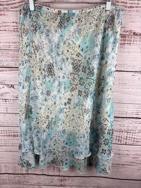 Briggs New York Dresses & Skirts - Womens Y2K Briggs New York Blue Floral Midi Skirt Tiered Flowy Fairy Gypsy Sz L